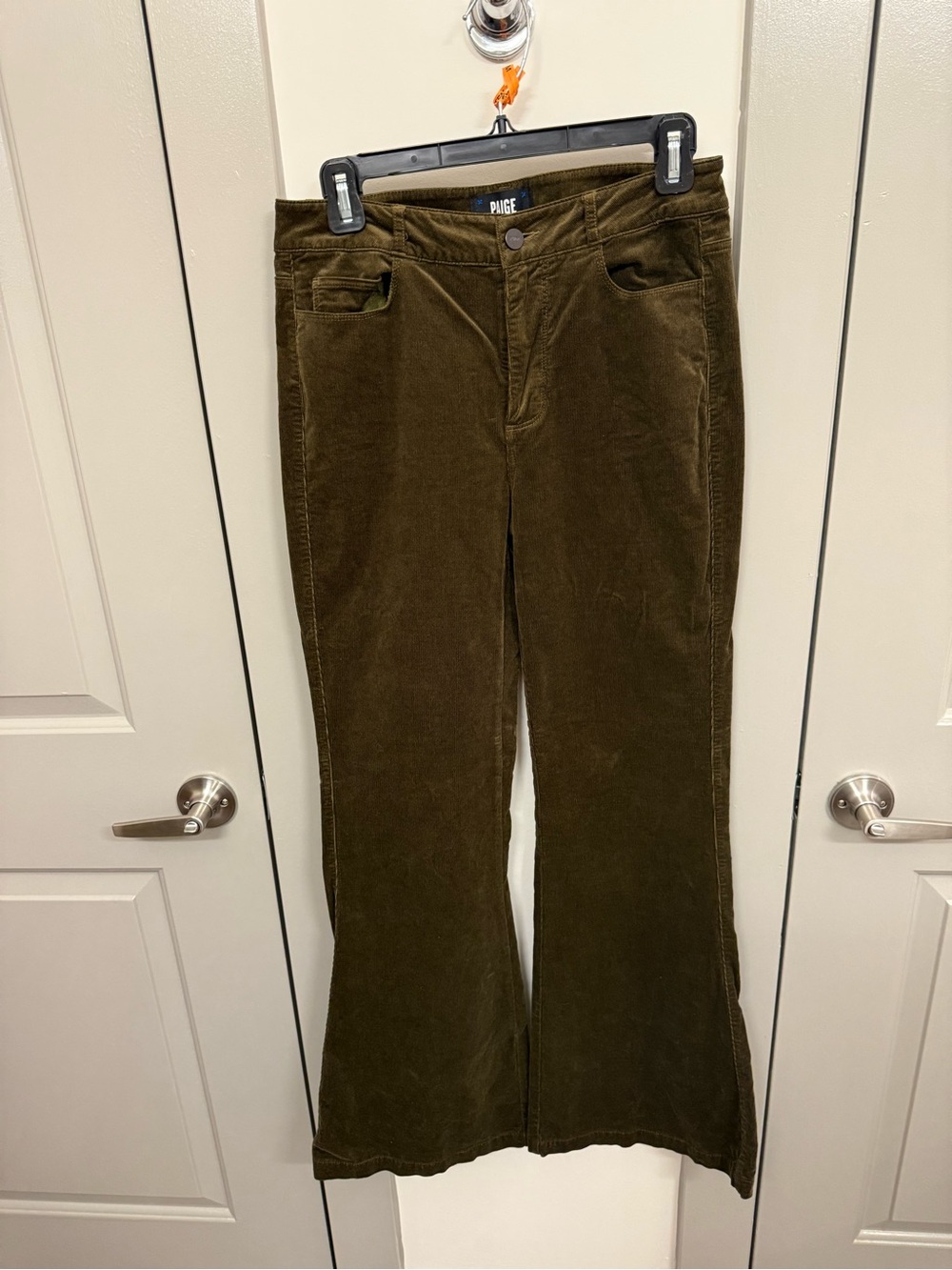 PAIGE Olive Corduroy Wide-Leg Jeans
